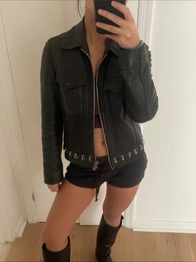 The Kooples Black Leather Zip Jacket